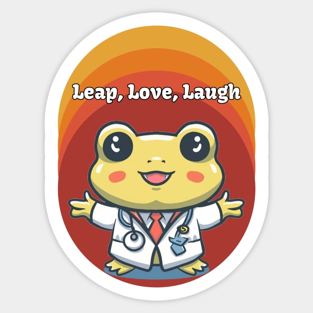 Leap Love Laugh, Frog Sticker by pmArtology
